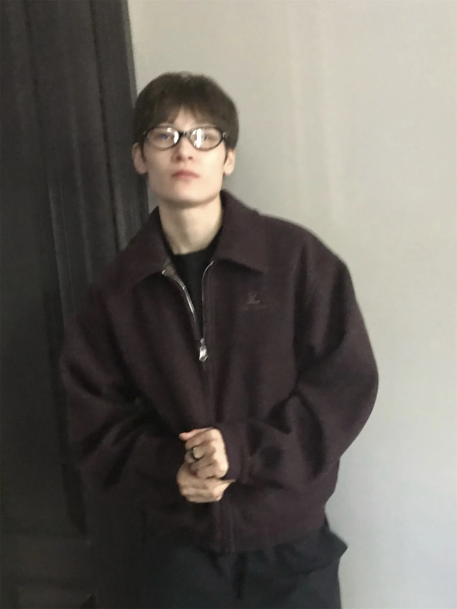 

Double-Sided Woolen Plaid Jaet Collared Two-Way Wear Formal Cotton Coat Straight-Line Commute Sle Long Sve Winter Oute...