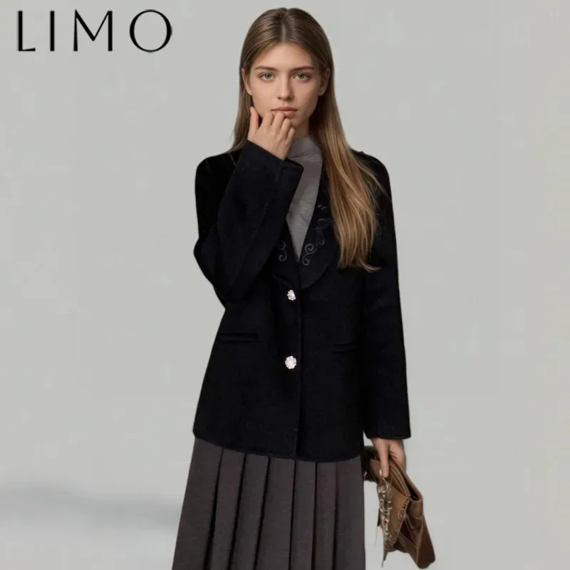 

LIMO Women’s Wool Cotton Blazer Coat with Elegant Collar for Autumn Winter 2025 Office Commute Easy Wear Travel