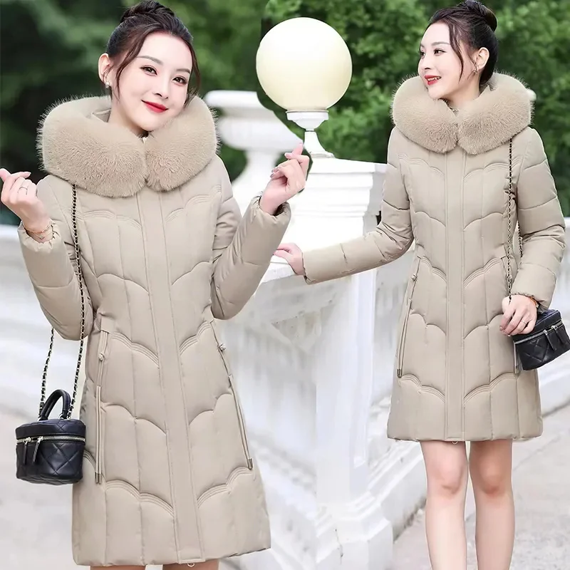 Thickened Cotton Jacket for Women 2024 New High-end Beautiful and Trendy Style mid to Long Length Cotton Jacket Cotton Jacket WL