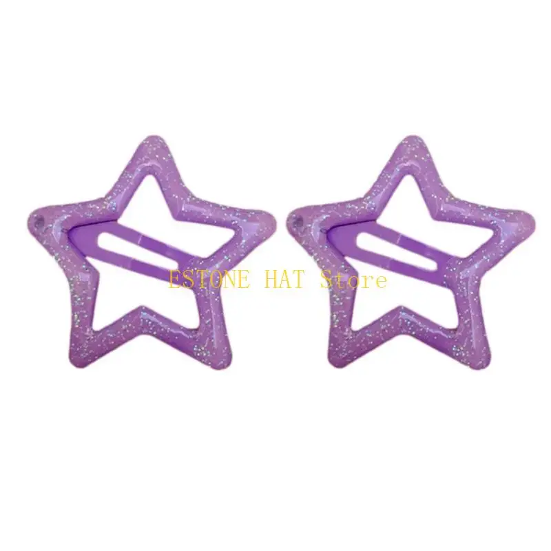 49mf 캔디 컬러 스타 헤어 클립 어린이 소녀 2pcs Nonslip 에폭시 헤어핀 달콤한 별 머리 바렛 어린이 머리 장식