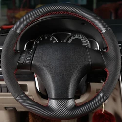 Car Steering Wheel Cover Hand-Stitched Carbon Fiber Black Suede For Mazda 3 Mazda 5 Mazda 6 2003 2004 2005 2006 2007 2008 2009