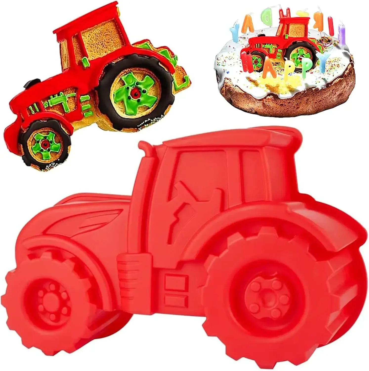 3d Farm Tractor Silicone Mold Baking Tool DIY Fondant Cake Mould Ice Cube Chocolate Mold Handmade Cake Decoration Accessories