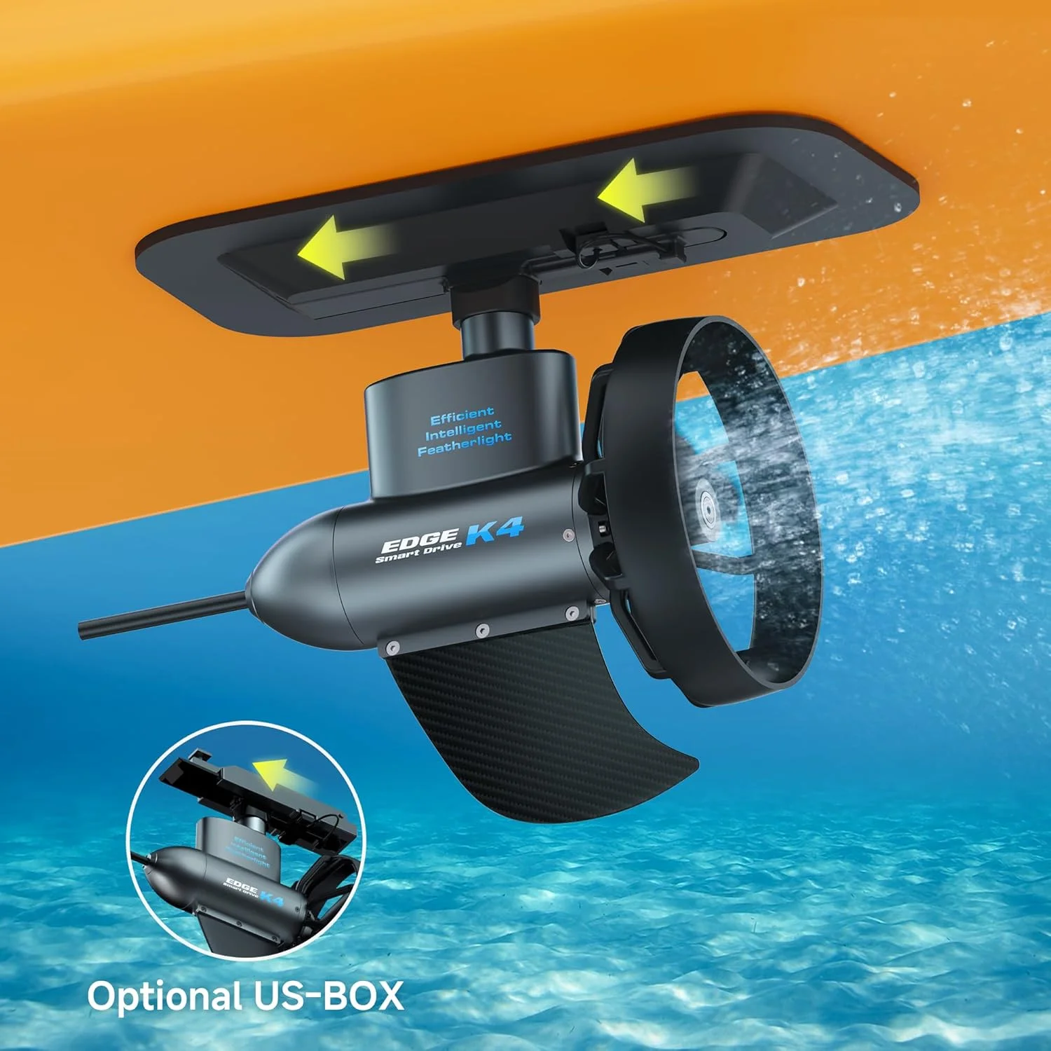 카몰레치 K4 400W 브러시리스 모터 키트 (카약/SUP) - 20파운드 추력, 블루투스 리모컨, 크루즈 컨트롤, 경량