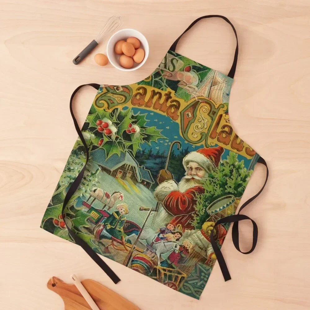 

Christmas Santa Claus Victorian Antique Vintage Apron For Kitchen Manicurists Nursing Apron