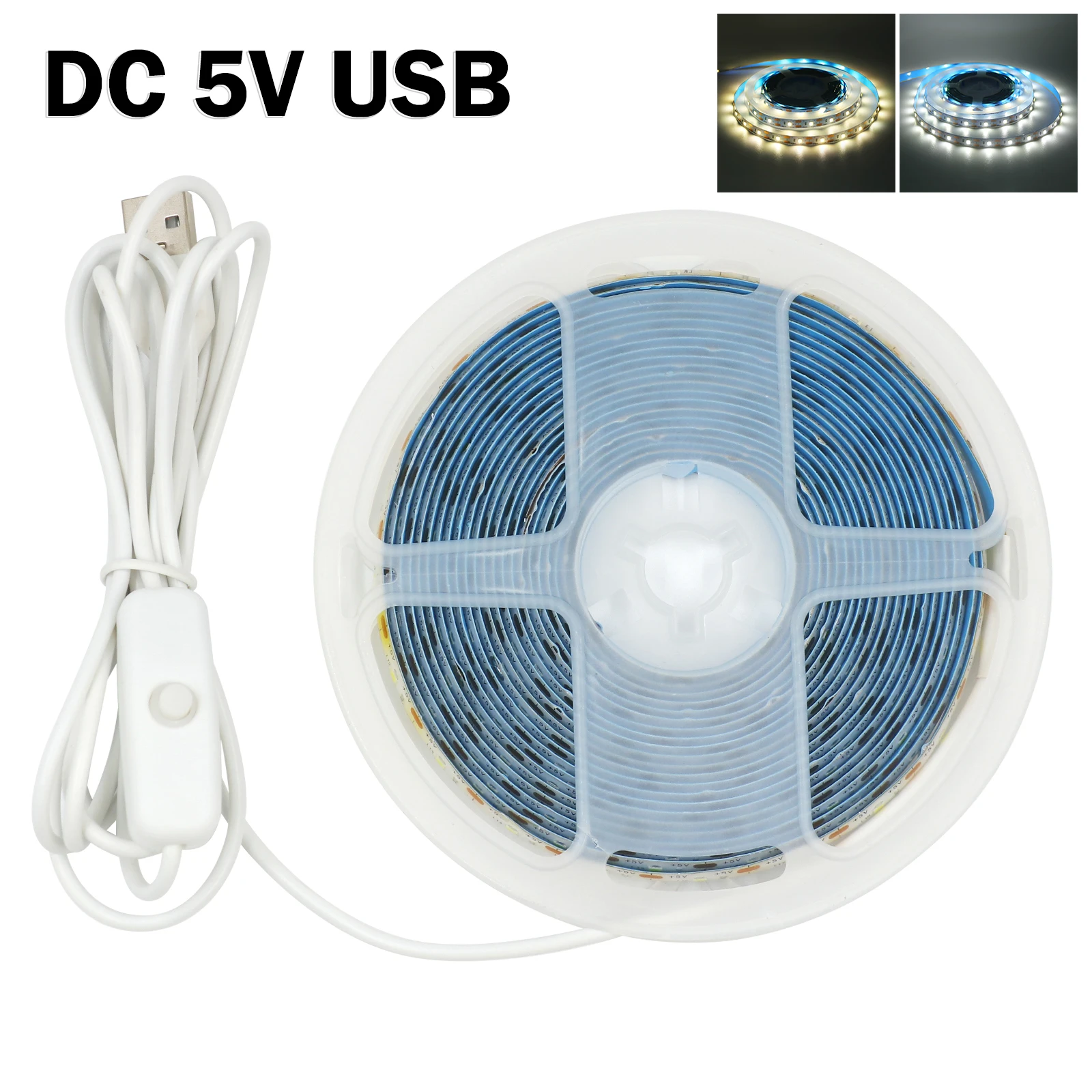 

DC 5V USB LED Strip with ON/OFF Switch SMD 2835 60LEDs/m White Warm White Flexible LED Tape for Kitchen Under Cabinet Light