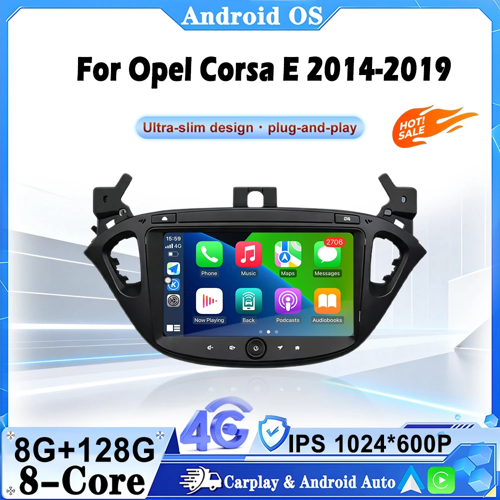 8 inches For Opel Corsa E 2014-2019 GPS Navigation Car Video Radio Multimedia Player Wireless Carplay 4G WIFI Bluetooth No 2din