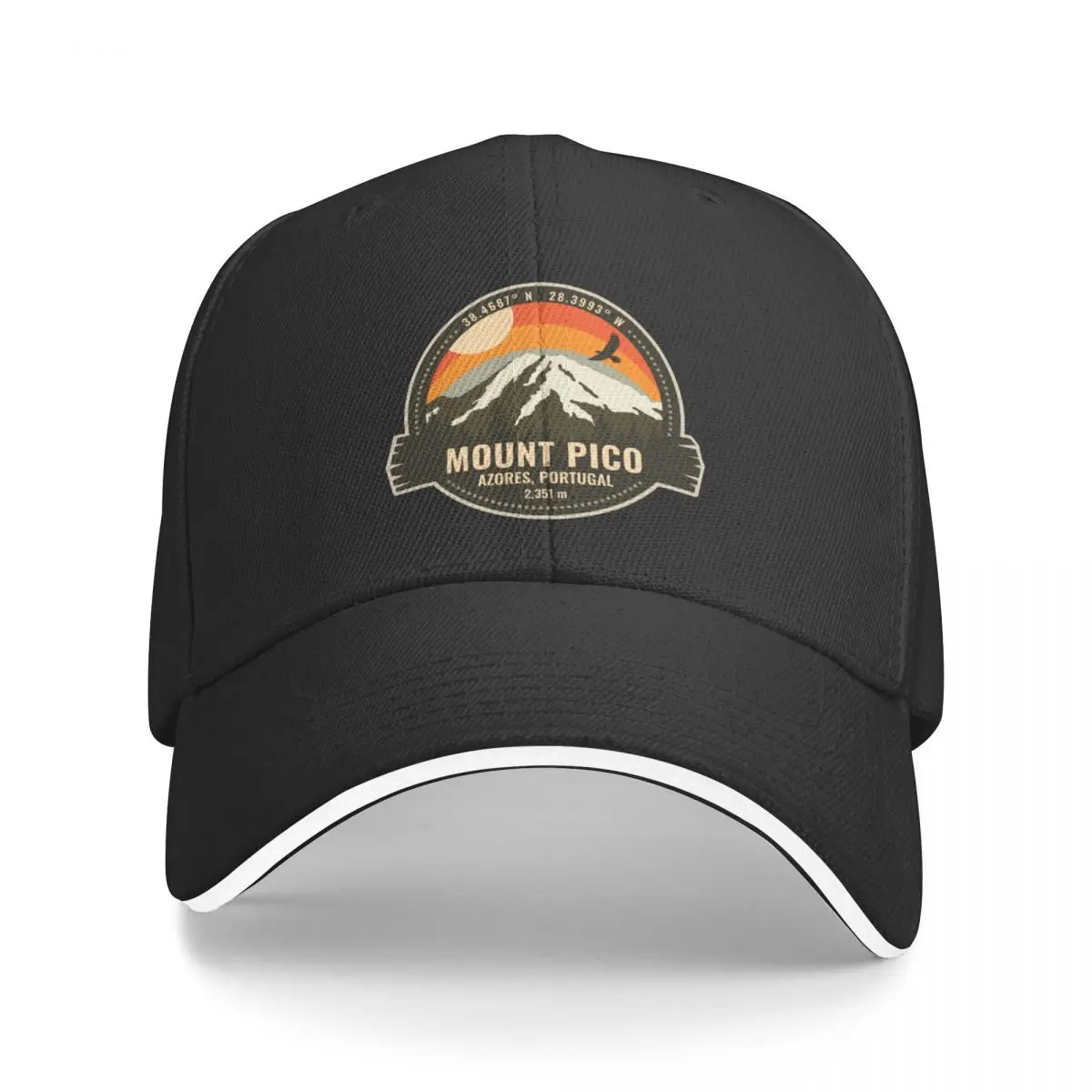 Mount Pico volcano Ilha do Pico Azores Portugal Volcano Retro Vintage Badge Baseball Cap