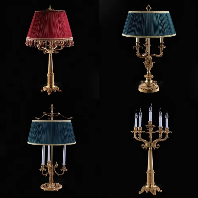 

Jewelry Top Multifunctional Design Rococo Palm Leaf Brass Lamp Crystal Droplet Large Table Lamp Vintage Home Decor