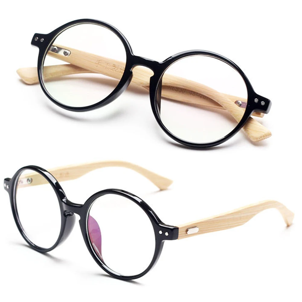 

Agstum 48mm Handmade Bamboo Vintage Round Glasses Frame Optical Eyeglasses Clear Lens Fashion Glasses