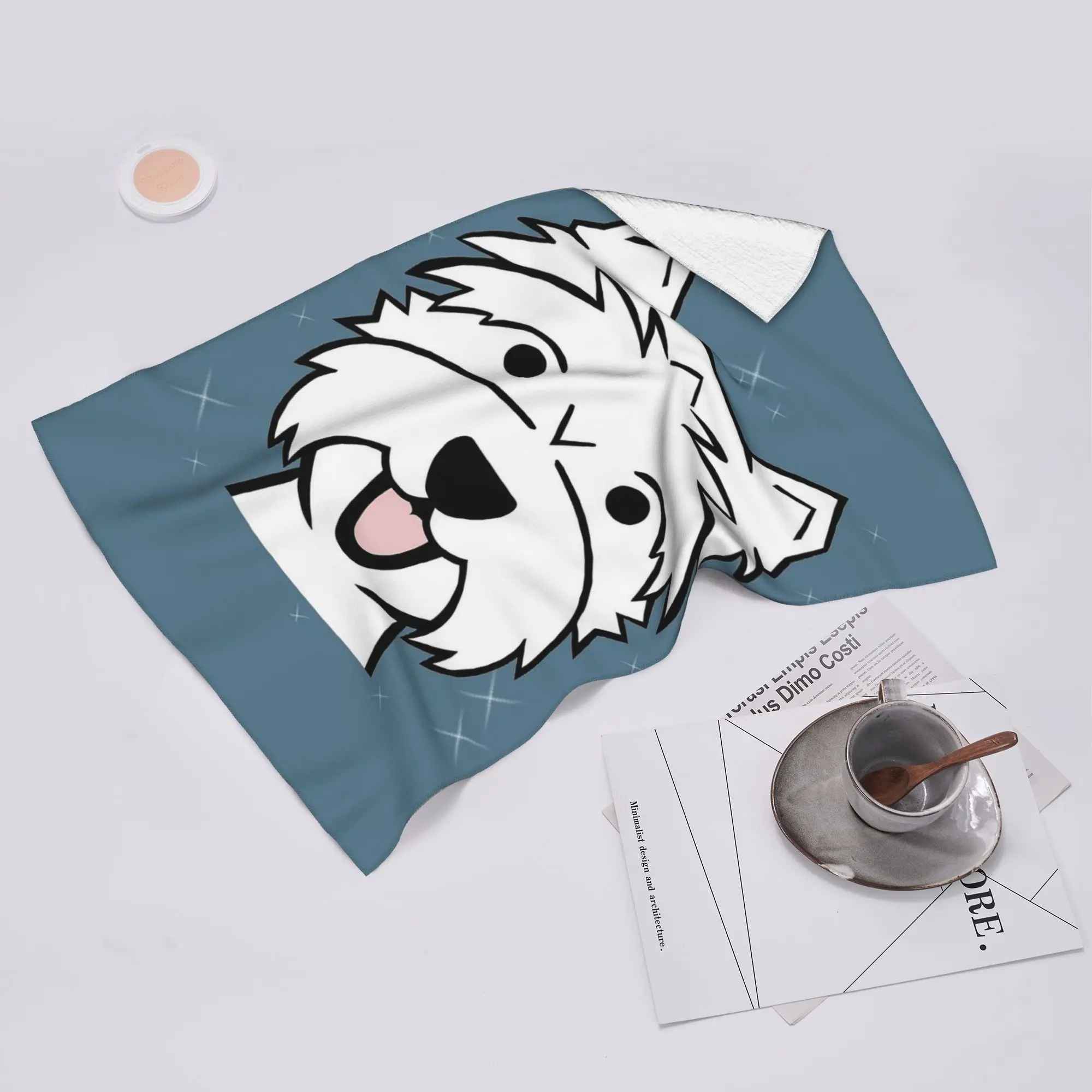 Custom West Highland Terrier - Westies - Westie dogs - blue Soft Face Towel Quick Dry Pool Bath Cotton Towels Breathable