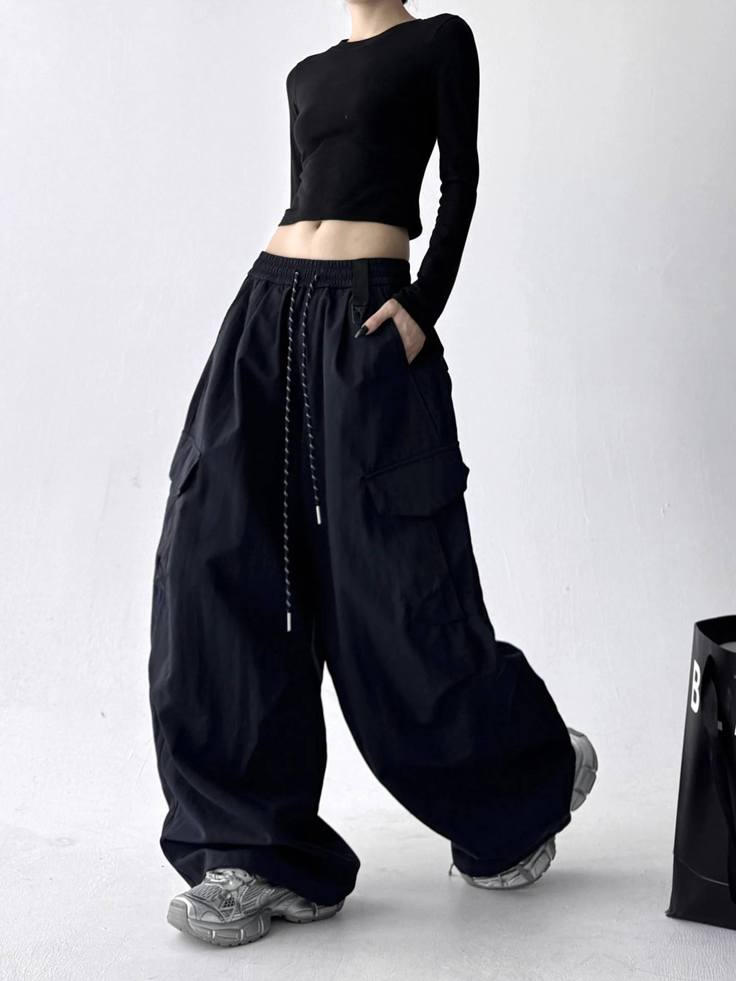 Cintura alta perna reta solta ajuste calças casuais feminino outono 2025 faionable plus size calças de perna larga versátil sle