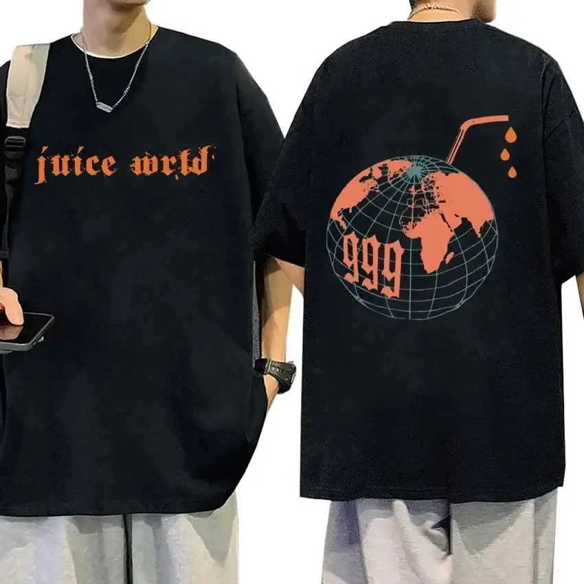 Juice Wrld 999 Funny Print Tshirt Men Women Hip Hop Retro Tee Oversized Loose Short Sleeve Harajuku Streetwear Cotton Tops