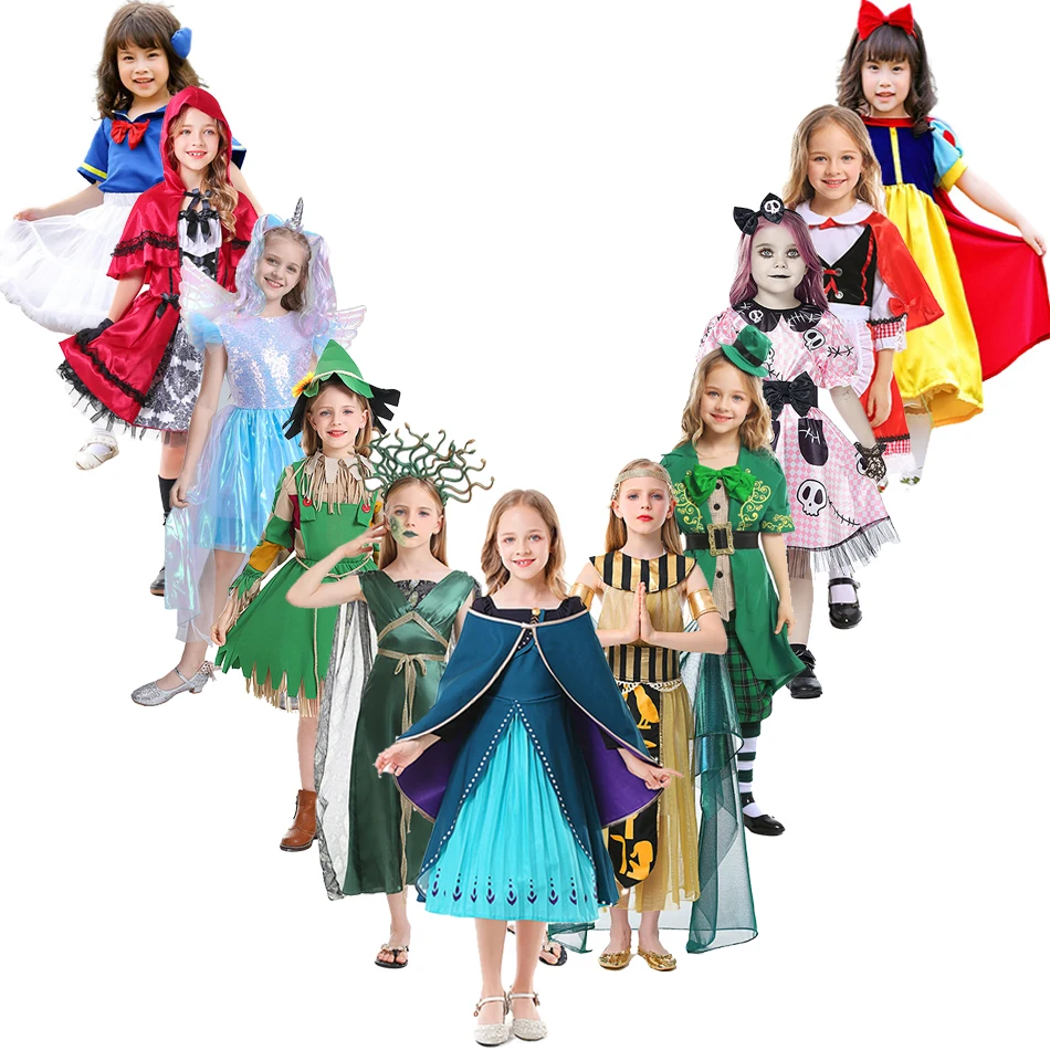 

Baby Girls Anna Alice European Queen Coronation Costume Children's Princess Shawl Dress Snow White Skirt Unicorn Cosplay Clothes