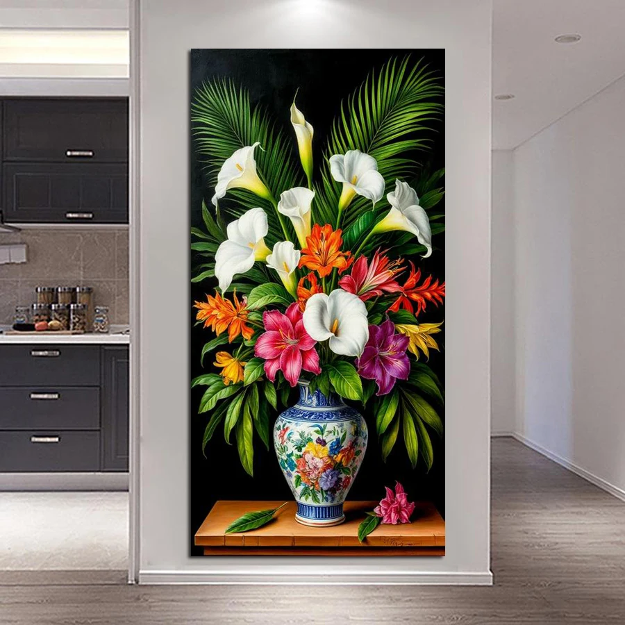 

Ваза «Калла Лилия», большой размер, наборы для алмазной живописи «сделай сам», натюрморт, труба, цветок, полная дрель, мозаика, вышивка, фотографии 100x200 см