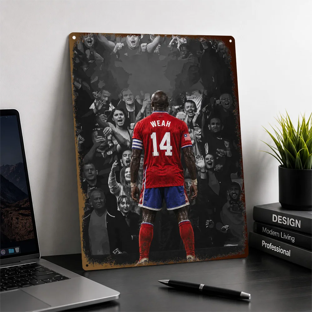 George Weah Football Aluminum Poster Customized Metal Tin Sign Club Legacy Style Wall Art Made For Dedicated Fans In Game Room