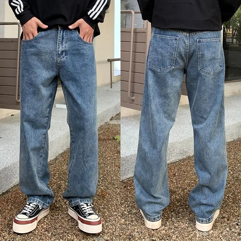 

Y2K American New Spring Summer Baggy Jeans Men High Street Vintage Hip Hop Fashion Casual Joker Straight Wide-leg Pants Fashion