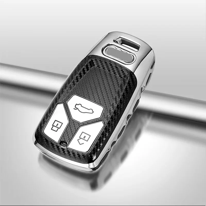 Carbon Fibre Car Key Case Shell Cover Fob For Audi A6 A5 Q7 S4 S5 A4 B9 Q7 A4L 4m TT TTS RS 8S 2016 2017 2018 Accessories