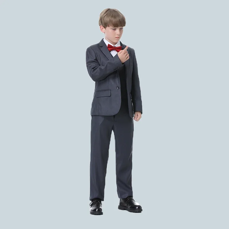 Spring Autumn Formal Boy Suit for Weddings Children Party Host Costume Wholesale Clothing 3Pcs/Set Blazer Vest Pants