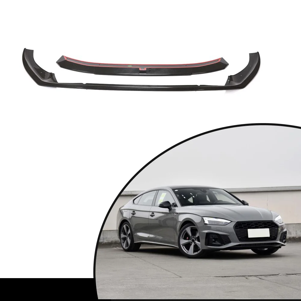 Product Customization Prepreg Dry Carbon Fiber Front Bumper Lip Splitter forAudi A5 S LINE S5 B9 2020 2021 Carbon Black