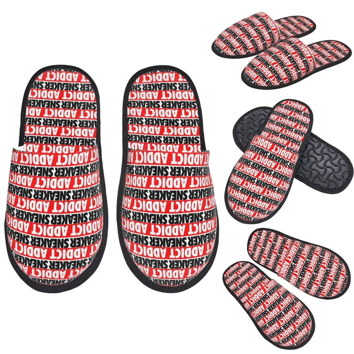Custom Sneaker Addict Box Bred Slippers Memory Foam Warm Soft Women House Slipper Indoor Fluffy Shoes