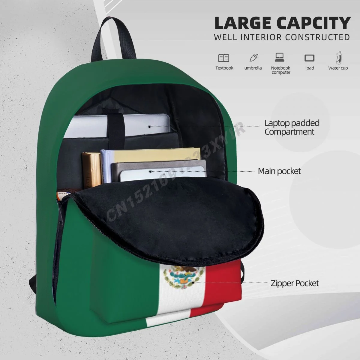 Unissex mochila méxico bandeira ponto mexicano schoolbag saco do mensageiro caso portátil bolsa de viagem presente