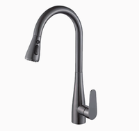 Modern Stainless Steel Brushed Deck Mount Kitchen Faucet with Pull-Out Sprayer Matte Black Ceramic Cabinet Brass Faucet