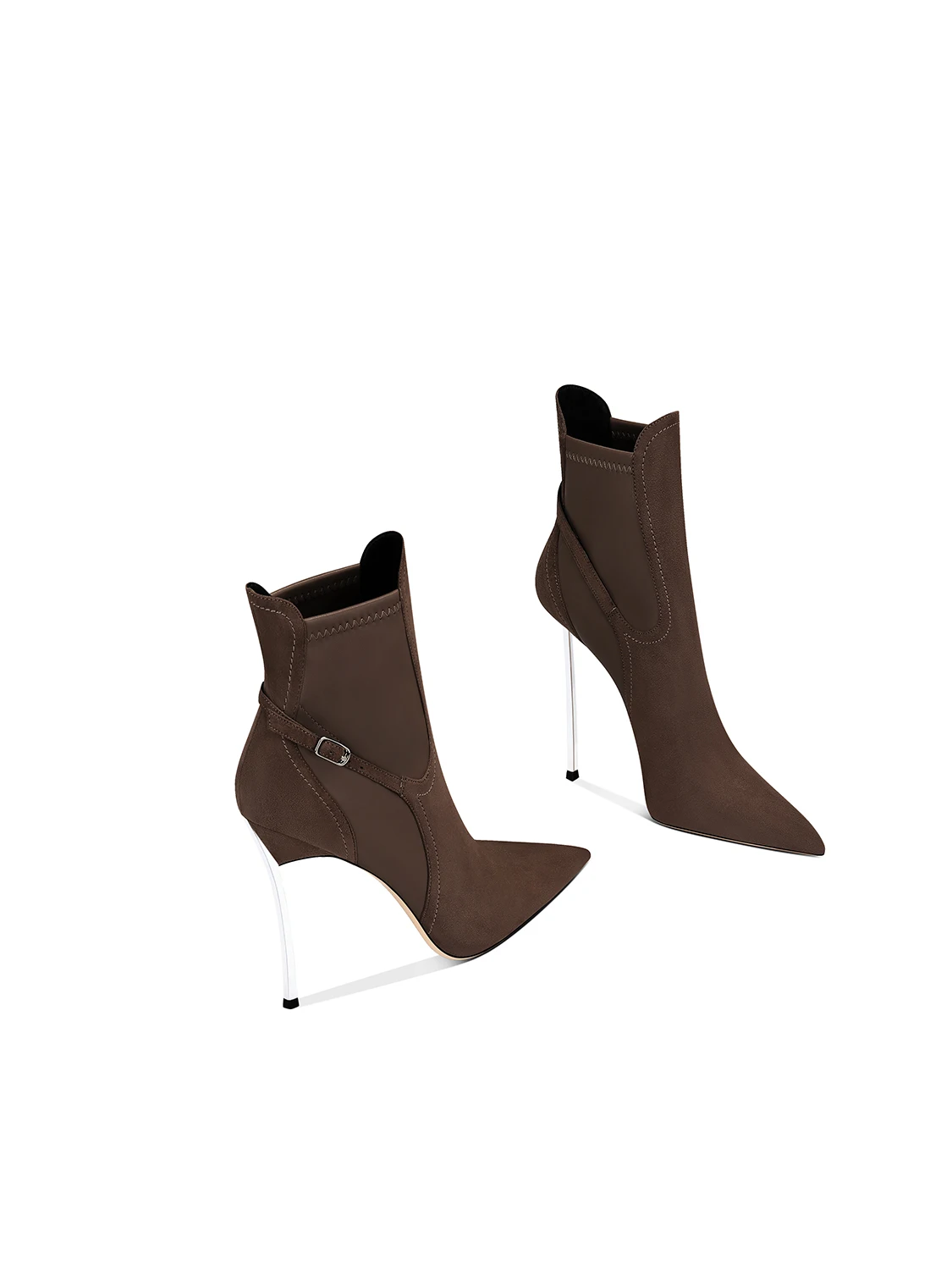 Autumn New Women's Pointy Stiletto Single Boots Brown  Fashion Ankle Boots