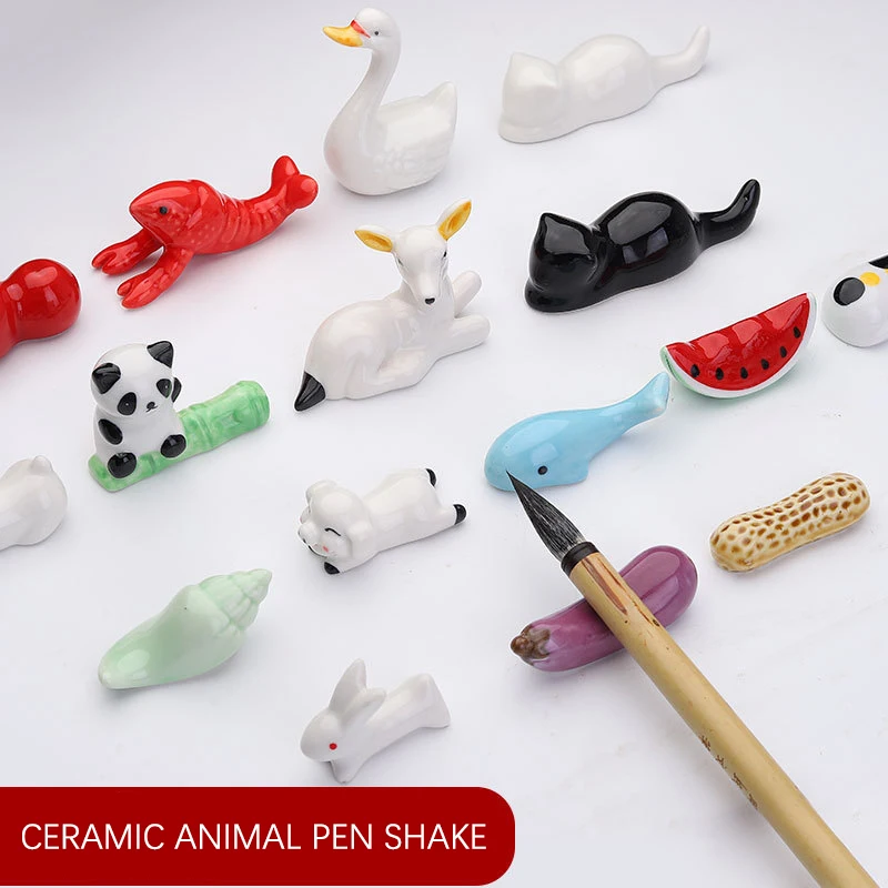 Creative Ceramic Cute Small Animal Pen Holder Pen Holder Pen Mountain Vegetable Fruit Decoration Mini Study Four Treasures