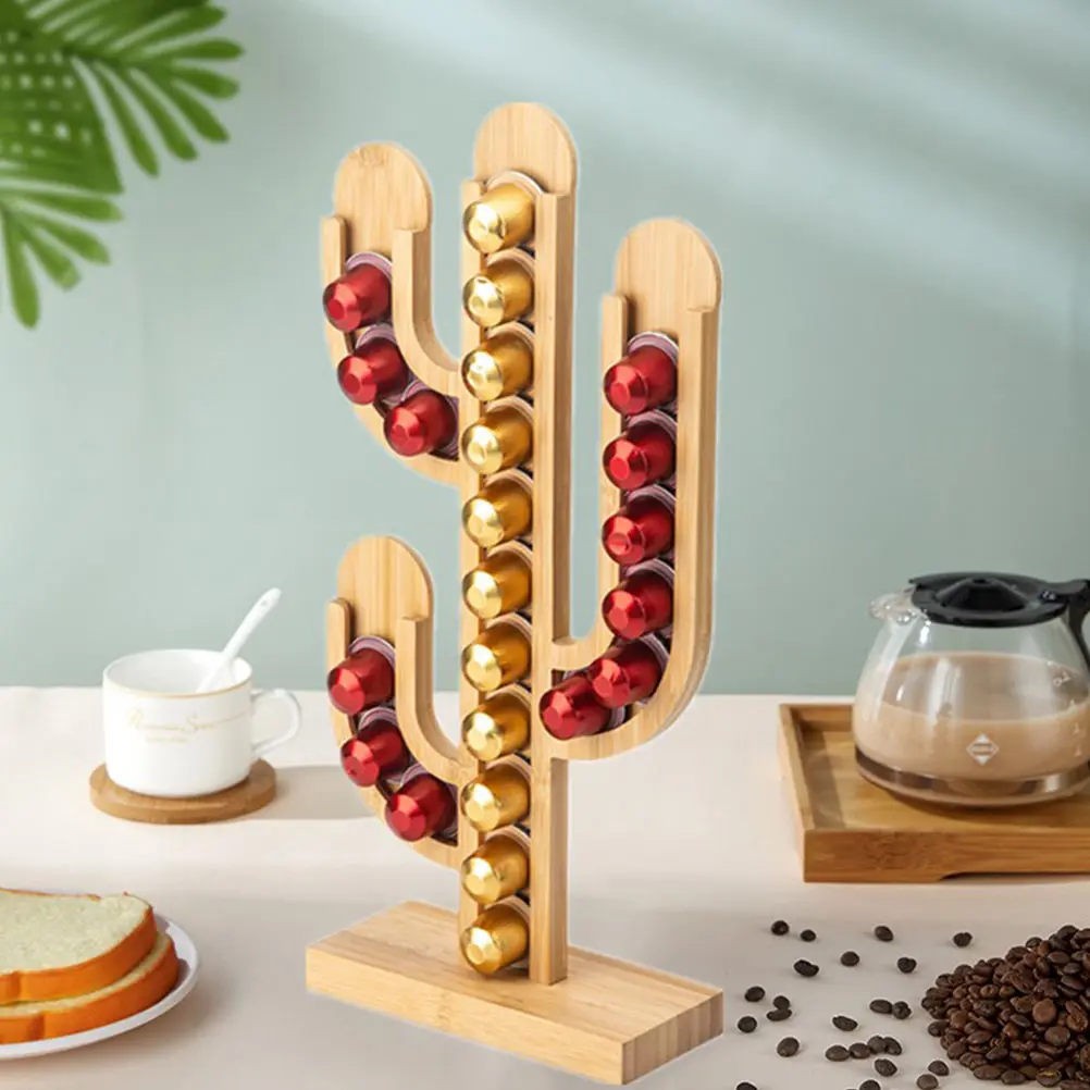 

Bamboo Cactus Coffee Holder Flat Bottom Protects Surface Storage ganizer Home Bar Tea Room Hotel Office Decor Pod St