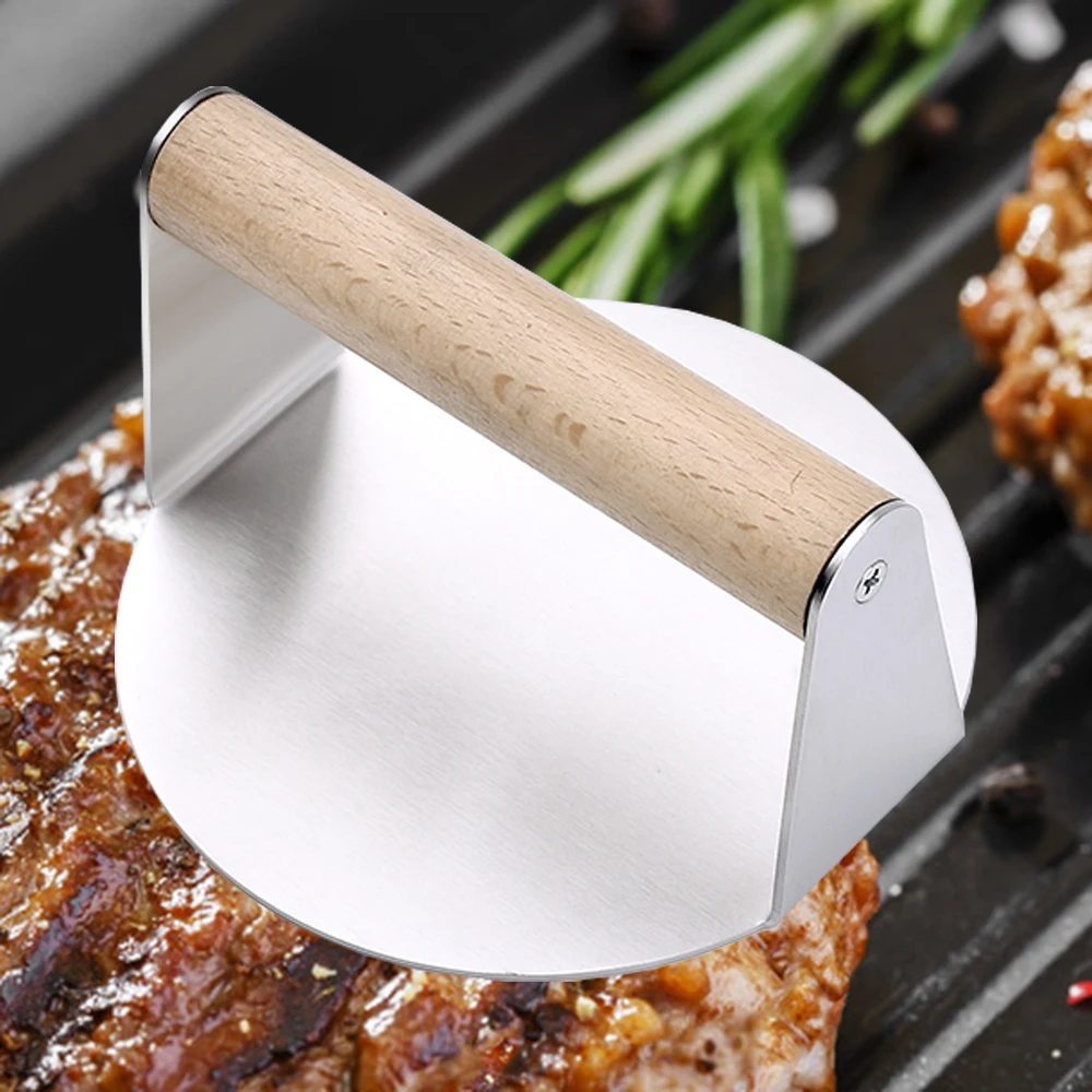 5.5'' INCH Stainless Steel Burger Press Non-Stick Smooth Hamburger Press Flat Bottom Without Ridges Bacon Grill Perfect