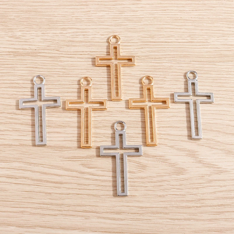 Tusember 10Pcs 38*21mm Alloy Metal Hollow Cross Charms Pendants For DIY Earring Necklaces DIY Jewelry Making Handmade Finding