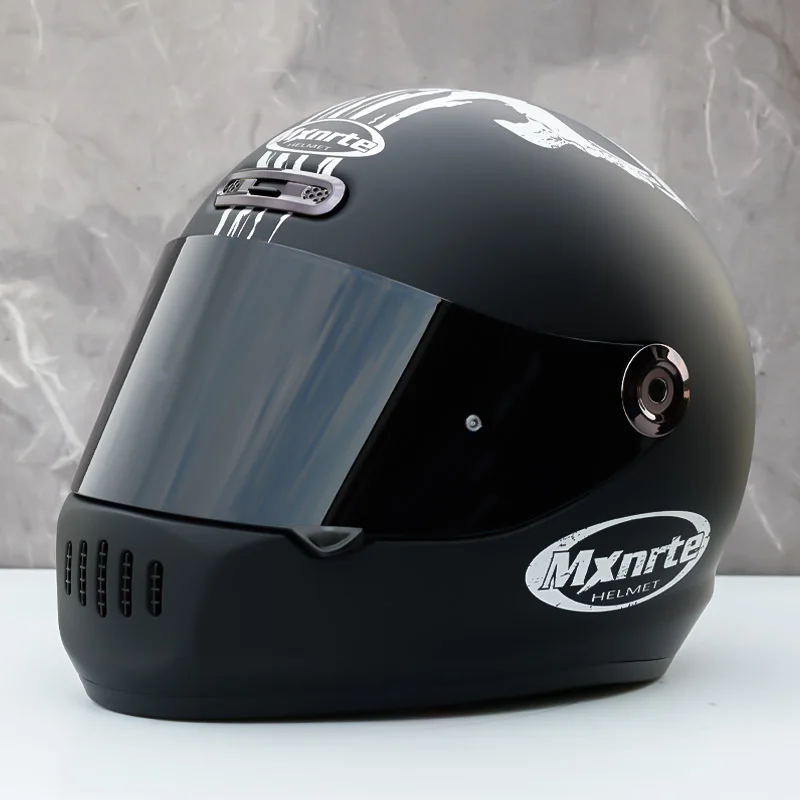 

Silver Ghost Head Helmet Unisex Racing Motorcycle Adult Vintage Helmet Summer Season Full Face Retro Helmet Casco DOT Approved
