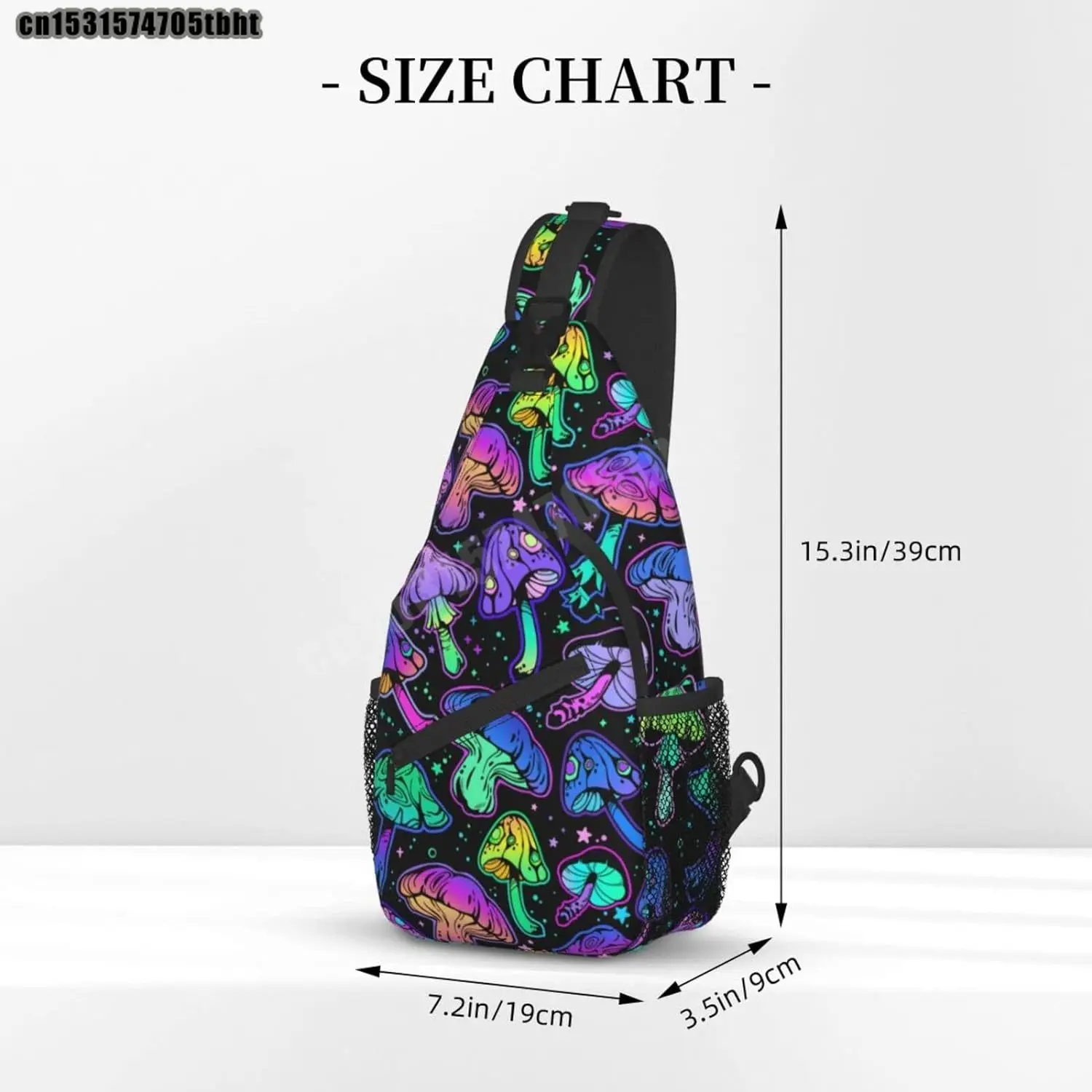 Bright Psychedelic Mushrooms Sling Bag Women Men Backpack Crossbody Bag Travel Hiking Casual Sport Climbing Runners Daypack