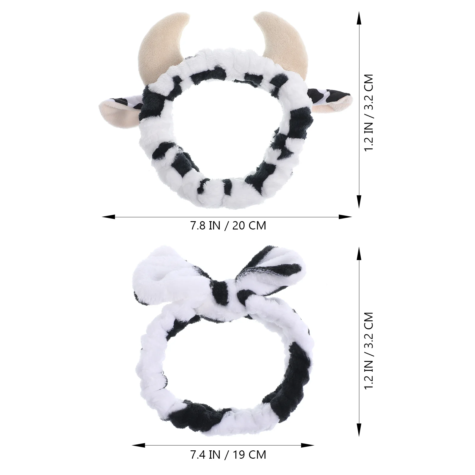 Horn Headband Spa Headbands for Girls Bow Cow Pattern Creative Plush Face Washing Hair Accessories