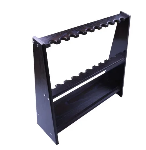 Easy-to-assemble Retro Wood Pool Stick Holder with 8/9/10 Holes Anti-scratch Cue Rack for Billiard Room & Club