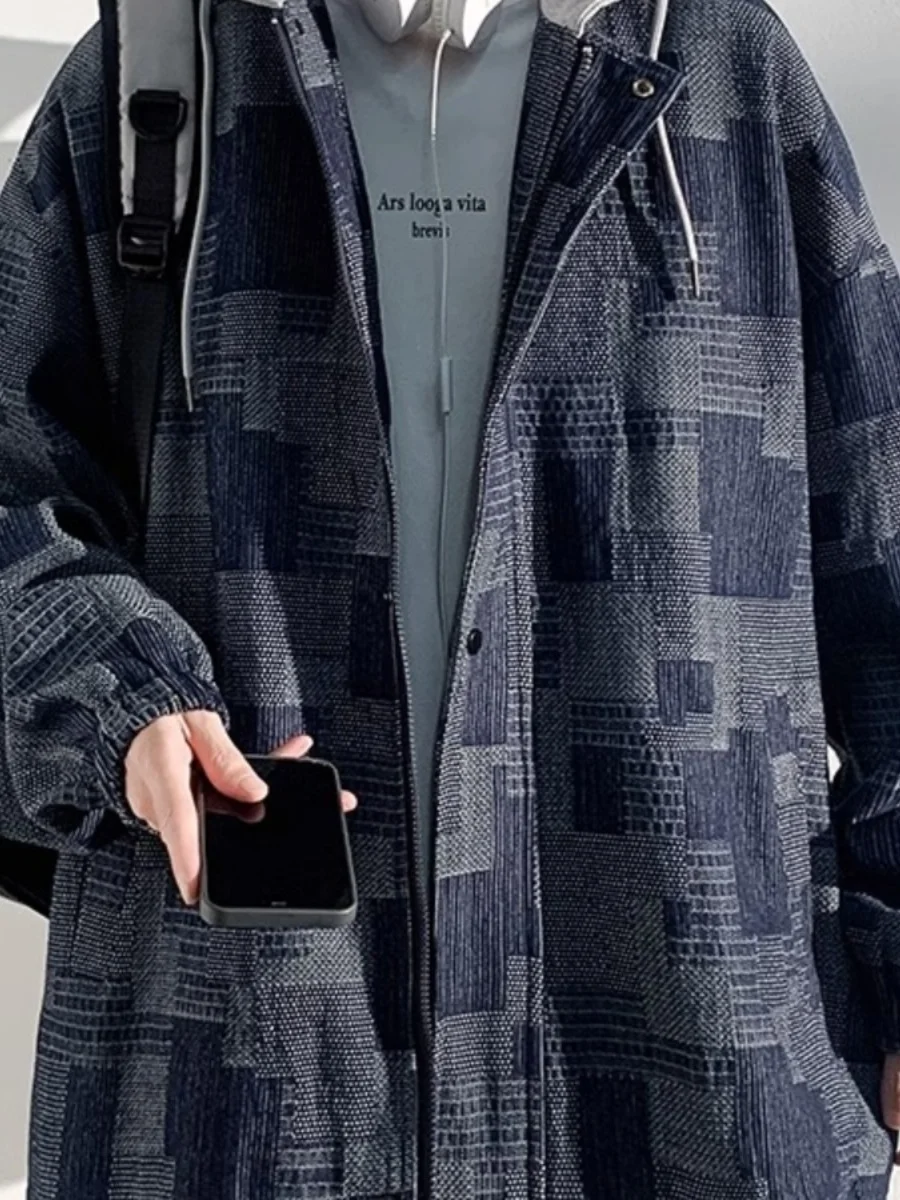 

Trendy Hooded Jaet Men's Thiened Cotton Loose Fit Autumn Winter Faion Outerwear Casual Sle Windproof Zipper Closure