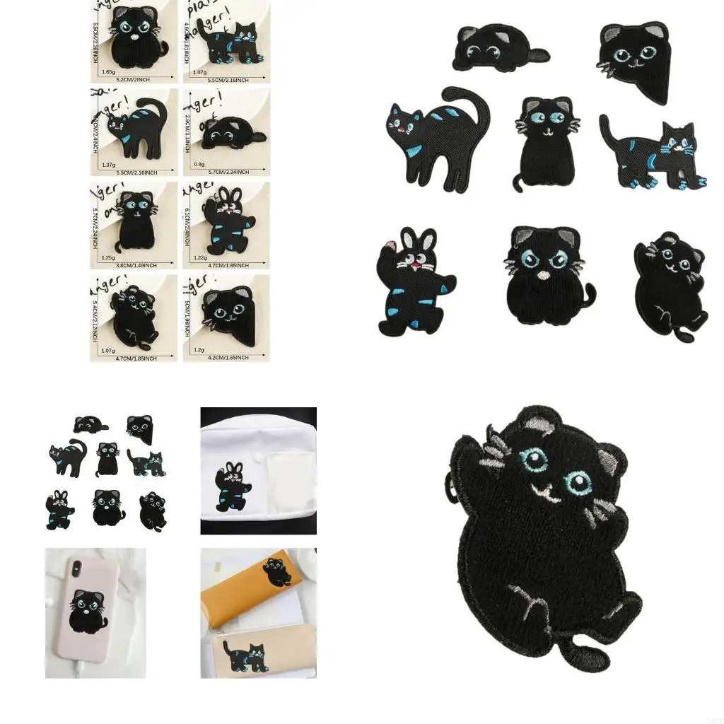 

8 Pcs Animal Iron on Patches Sew on Patches Cats Embroidery Patches for Jeans Y08E
