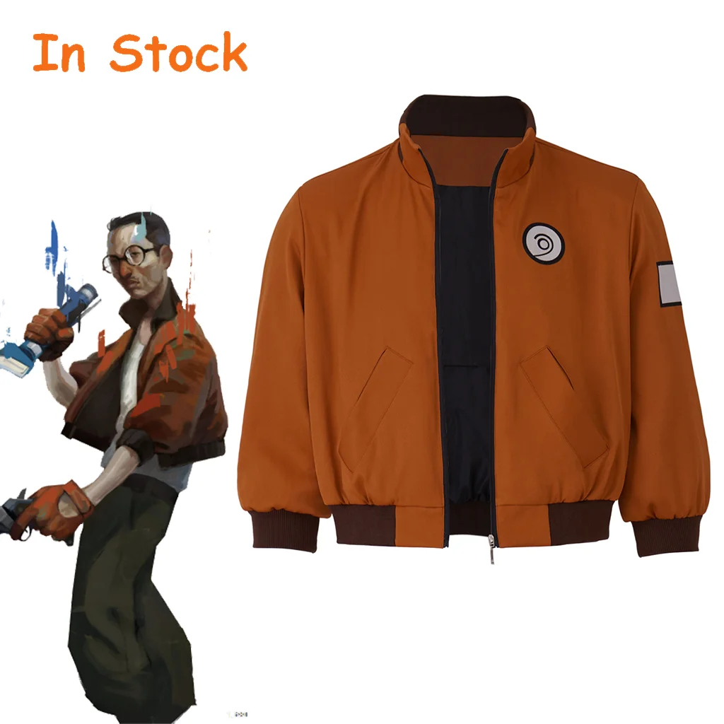 In Stock Disco Elysium Cosplay Kim Kitsuragi Fashion Coat Kim Orange Short Jacket Men Casual Baseball Uniform Sports Tops Hallow