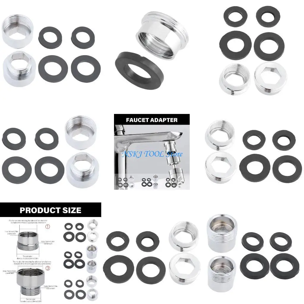 

L8RC 2Pcs Stainless Steels Faucet Adaptor Replacement Kitchen Tap Connector Water Hoses Adapter to Garden Hoses