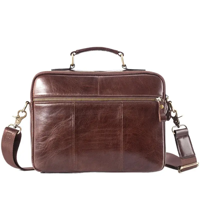 Vintage Echt Lederen Heren Schoudertas Met Grote Capaciteit Koeienhuid Messenger Tas Multifunctionele Crossbody Tas Mode Handtas