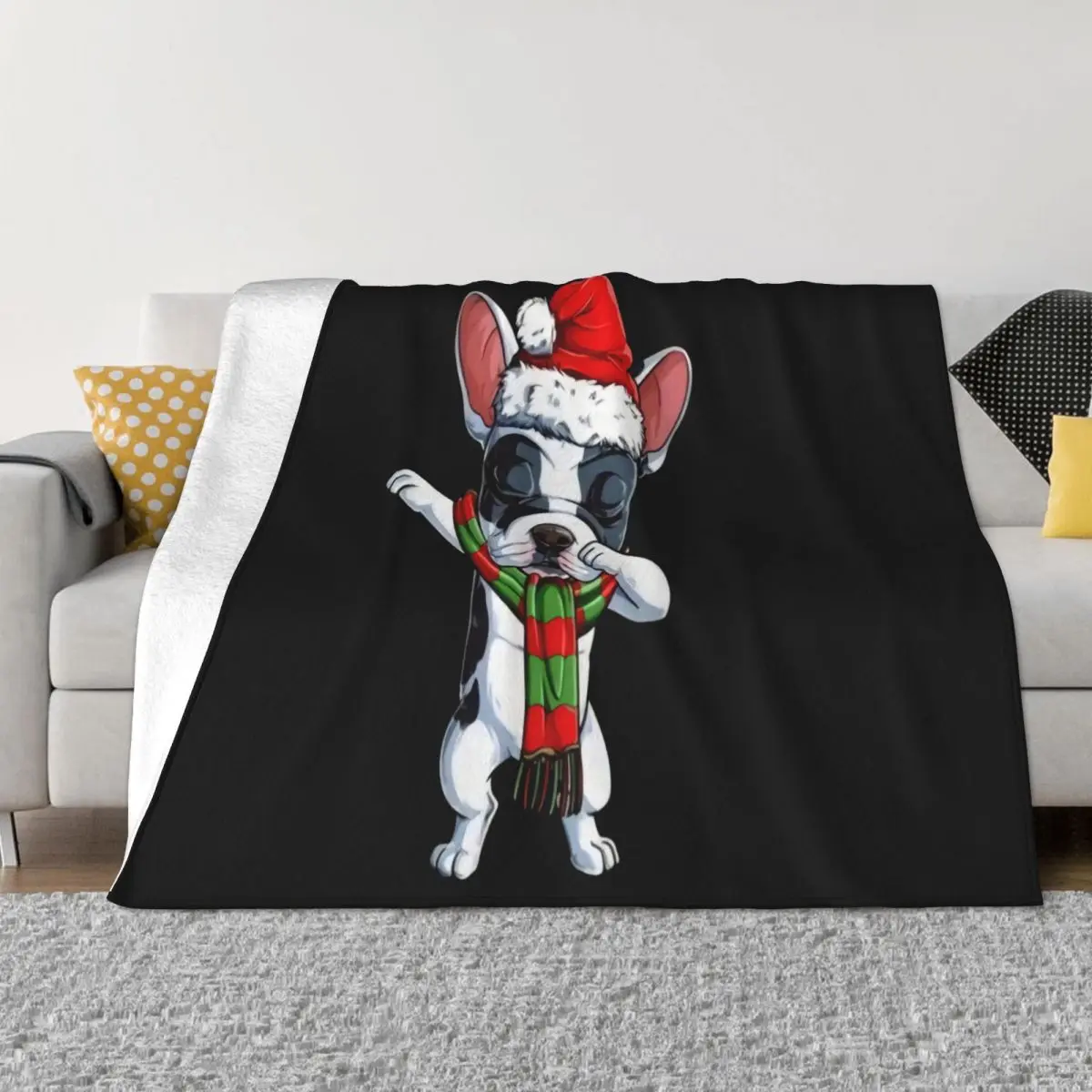 New Dabbing French Bulldog Santa Christmas Men's Size S 3Xl Quality S Men Printing O Throw Blanket