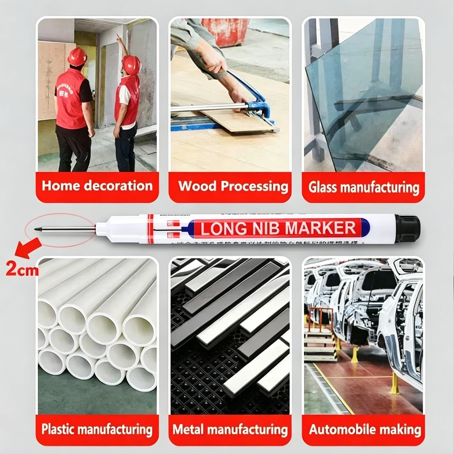 1-90 Stück 20mm Tieflochmarker mit langer Spitze, wasserfester Perforationsstift für Metall, Holzbearbeitung, Badezimmerdekoration, Mehrzweckwerkzeuge – Detail 5