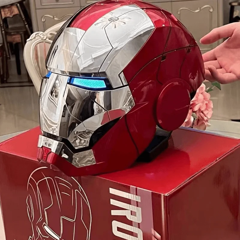 Hot Marvel Iron Man Autoking 1/1 Mk5 Helmet Remote And Voice Control Iron Man Automatic Helmet Mask With Led Light Boys Gift