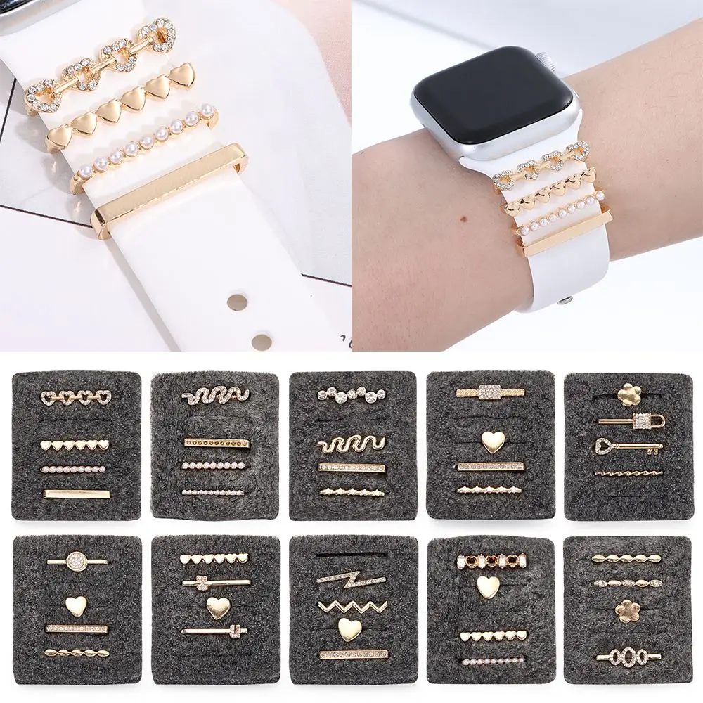 Accesorios de correa de pulsera de Metal para Apple Watch, dijes de correa de reloj, adorno de banda, anillo decorativo para correa de reloj inteligente