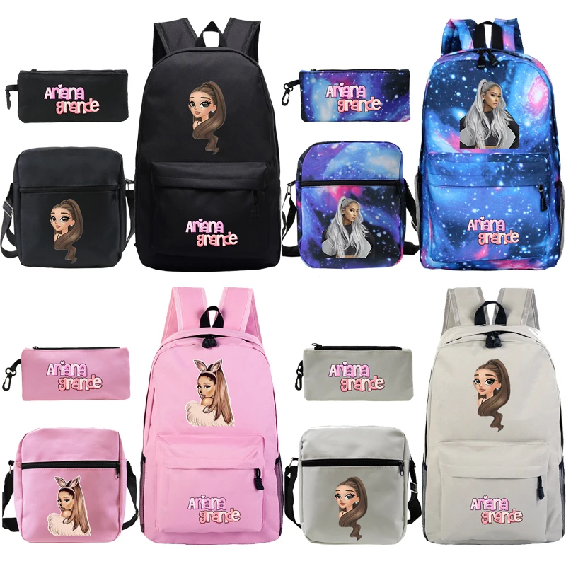 

Модный рюкзак Ariana Grande, комплект из 3 предметов, школьная сумка для мальчиков и девочек, детский рюкзак для книг, школьный рюкзак, подарок (рюкзак + сумка на плечо + сумка для ручек)
