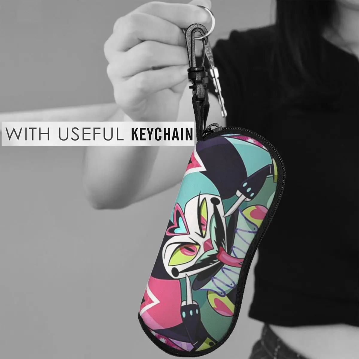 Fizzarolli Helluva Boss Shell Brillenetui, tragbare Sonnenbrillenbox für Damen und Herren, weiche Brillentasche