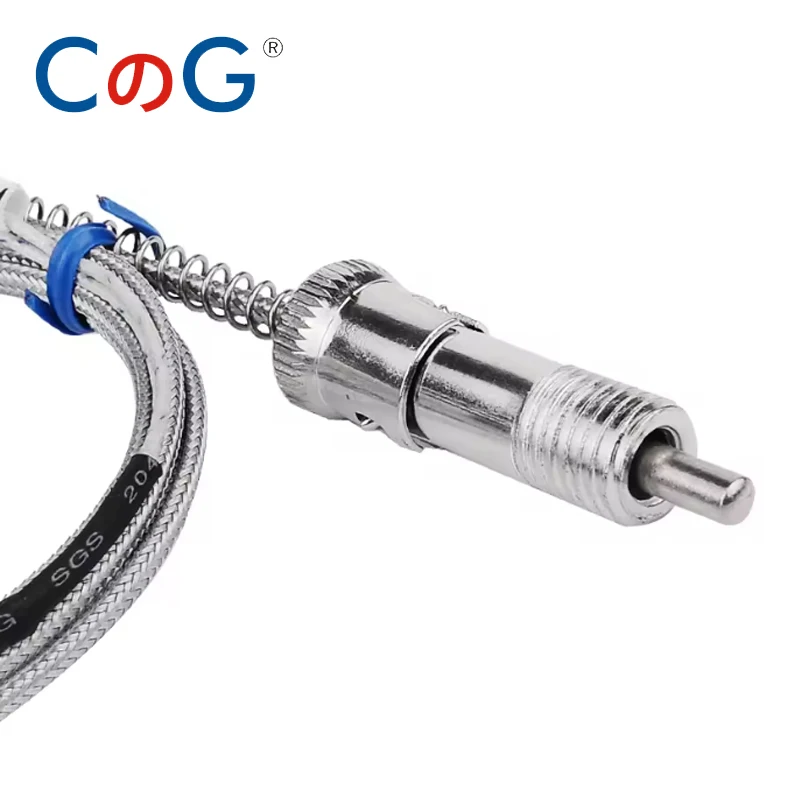 CG WRNT/WRJT-01 Compression Spring Type Thermocouple K/J Type M12 Temperature Sensor with Stainless Steel Shielded Wire 1/2/3/5M