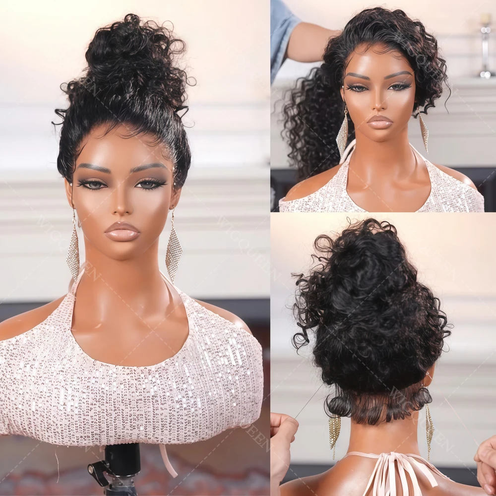 

100% Real Full lace Human Hair wigs 200% Density Deep Wave HD Lace Front Wigs Brazilian 360 Full Lace Front Wig With Drawstring