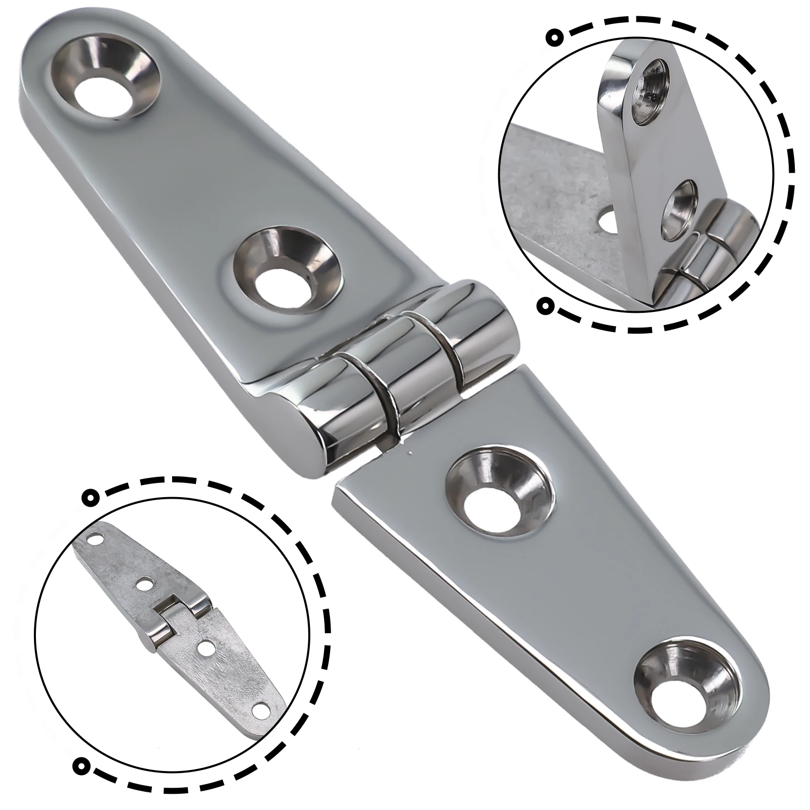 Marine Boat Hinge Hinge Hinges Locker Hatch Parts Silver Stamp Strap 316 Stainless Steel Tool Box High Quality