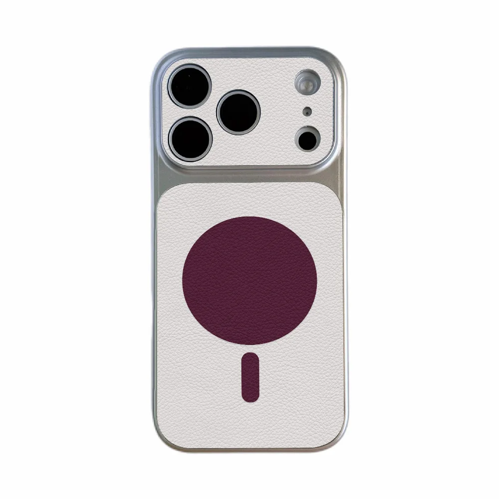 Claret Solid Color Faux Leather For Magsafe Phone Case For iPhone 18 Pro Max 17 16 Pro Max 15 14 13 12 11 Lanyard Camera Protect view 6